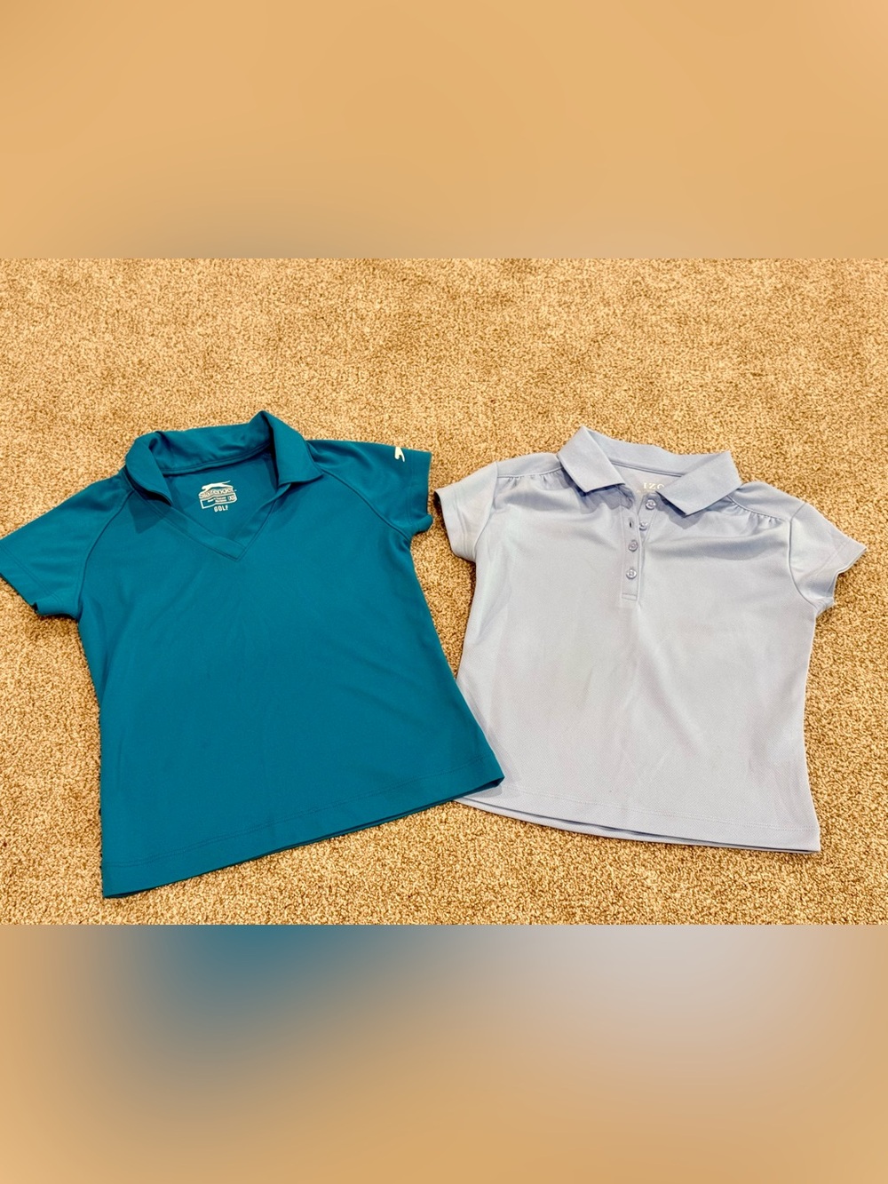 Kids Polo Tops in Teal and Light Blue